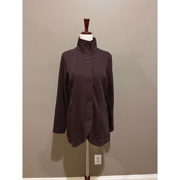 Denim & Co Jacket women’s size XS brown button down long sleeve soft warm cozy - Picture 2 of 8